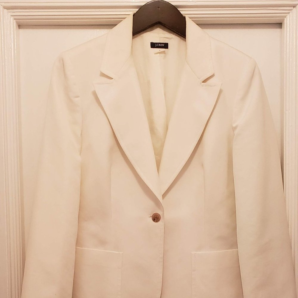 J. Crew White Cotton Cady Blazer Jacket 12